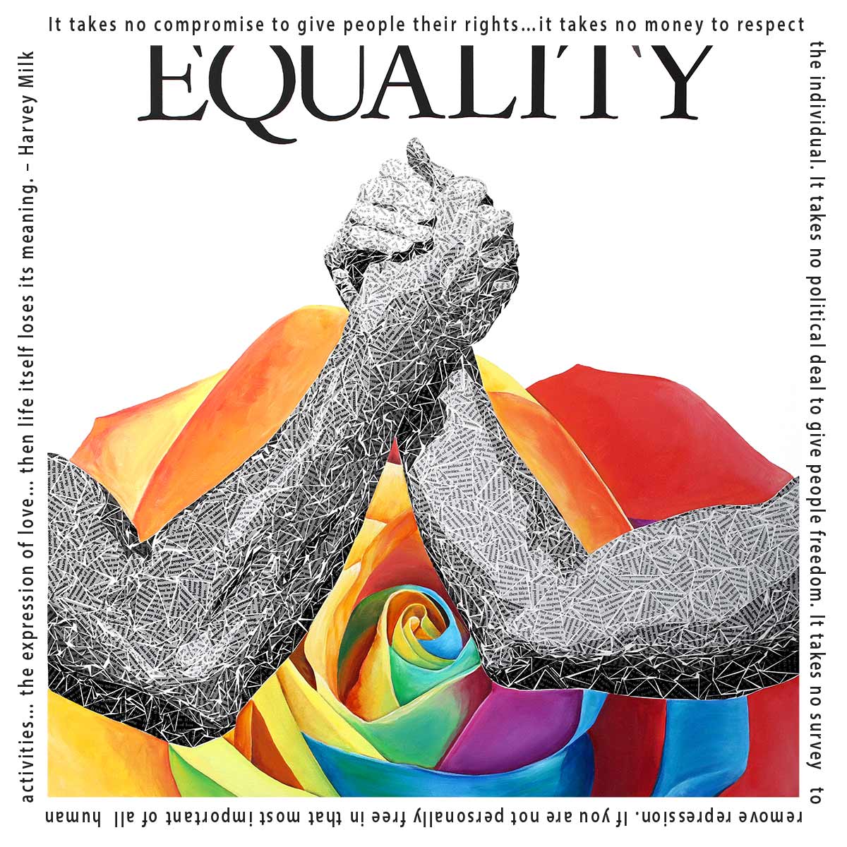 Paper Art Print of Equality by Susan Clifton Harvey Milk Quote on