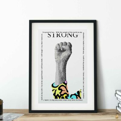 paper art print of strong