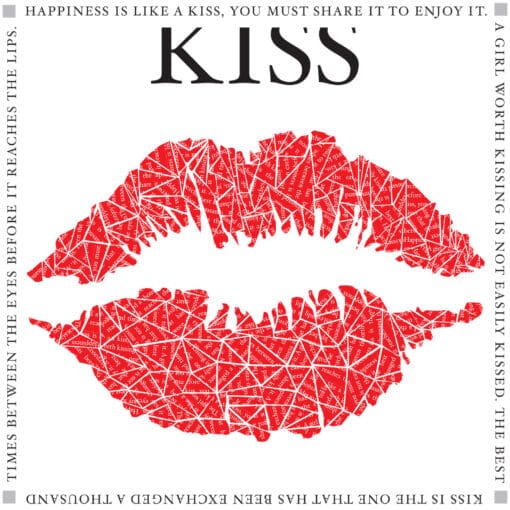 Red Kiss Quotes Paper Art Print