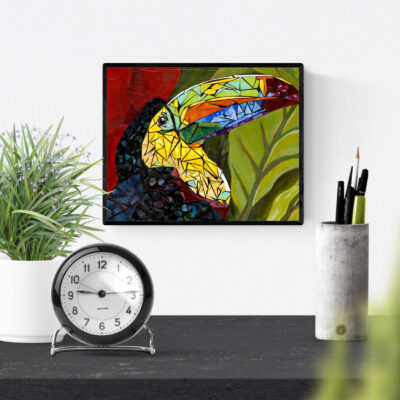 Tropical Toucan Mosaic Collage | Artist Susan Clifton | 10x8 inches