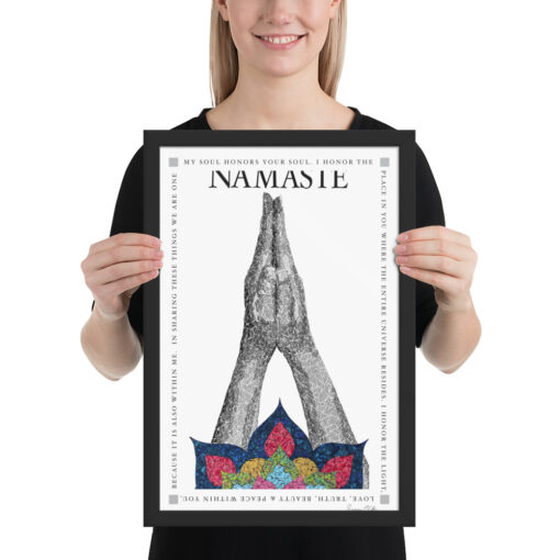 Namaste Framed Art Print with Black Frame