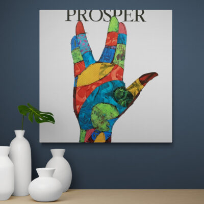 Prosper Mixed Media Collage by Artist Susan Clifton | 24x24 inches.